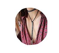 Yheakne Boho Collier long en cuir superposé en velours noir Collier ras de cou en daim Lariat Lasso Collier en velours avec pendentif Vintage Bar Collier chaîne Bijoux pour (Barre d'argent)