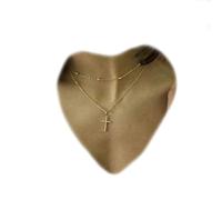 Yheakne Boho Collier ras de cou croix en couches collier pendentif croix en or collier chaîne satellite collier Vintage double couche collier chaîne bijoux pour femmes et filles cadeau (or)