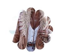 Yheakne Boho Long Collier en Cuir Marron Wrap Choker Collier Vintage Disc Coin Collier Vagan Suede Collier Chaîne Bijoux pour Femmes et Filles (Marron)