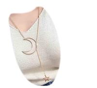 Yheakne Boho Moon Star Lariat Collier long or Y Drop Collier avec pendentif creux lune et étoile Collier minimaliste Bijoux pour femmes et filles