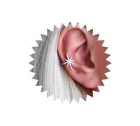 Yheakne Boho Northstar Boucles d'oreilles manchette en argent Boucles d'oreilles en argent Starburst CZ Pave Star Cartilage Cuff Petit clip non percé sur les Bijoux pour femmes et filles (Argent)