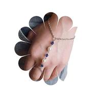 Yheakne Boho Perle Doigt Bracelet Argent Esclave Bracelet Vintage Anneau Poignet Bracelet Bleu Cristal Anneau Chaîne Bracelet Main Chaîne Bijoux pour Femmes et Filles Cadeaux