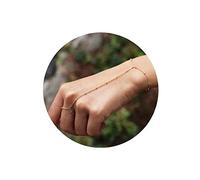 Yheakne Boho Satellite Bracelet de poignet avec bague dorée et chaîne de main vintage Bracelet esclave minimaliste Chaîne à pois Cadeau pour femmes et filles