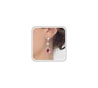 Yheakne Boucles D'oreilles Goutte Rubis En Argent Boucles D'oreilles Ovales En Cristal Boucle D'oreille Goutte D'eau Strass Rouge Boucle D'oreille Cz Mariage Bijoux De Mariage Pour Femmes