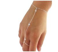Yheakne Bracelet De Doigt En Cristal Boho Bracelet De Chaîne D'esclave Argenté Bracelet De Poignet En Strass Bracelet De Main Personnalisé Bracelet De Chaîne Bijoux Pour Femmes Et Filles Cadeaux