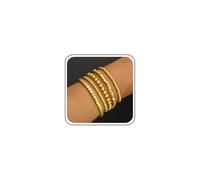 Yheakne Bracelet De Perles Vintage Superposées Bracelet De Perles D'or De Perles Cube Chaîne Bracelets De Perles Rondes Boules Extensibles Bracelets De Chaîne De Main Pour Les Femmes 5pcs