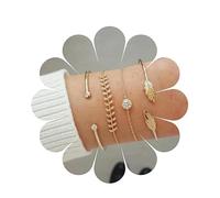 Yheakne Bracelet Vintage En Or Superposé Chunky Gothic Fishbone Bracelet De Feuille De Flèche Bracelet De Manchette Ouverte Réglable Chevron V Arrow Bracelet Set Bijoux Pour Femmes Et Filles(gold A)