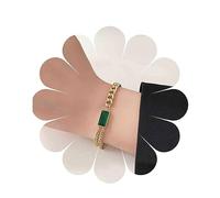 Yheakne Bracelet Vintage Vert émeraude Bracelet Carré en Cristal d'émeraude Punk Layered Gourmette Bracelet Vert Bracelet de Mariée Main Chaîne Bijoux pour Femmes et Filles