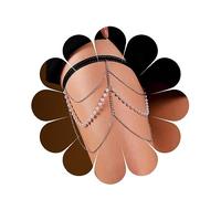 Yheakne Chaine De Jambe Bohemia Perle Argent Chaine De Cuisse Vintage Chaine De Jambe Rave Bikini Chaine De Cuisse Bijoux Pour Femmes Et Filles Cadeaux (argent)