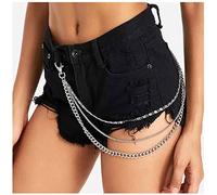 Yheakne Chaîne De Pantalon Punk À Plusieurs Couches Chaîne De Pantalon En Jean Argenté Chaîne De Poche Multi-couches Chaîne De Pantalon Hip Hop Unisexe Bijoux De Corps Pour Femmes Et Hommes Cadeaux