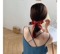 Yheakne Chouchous en soie avec nœud - élastiques pour femmes et filles (rouge)