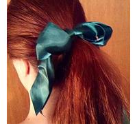 Yheakne Chouchous en soie avec nœud - élastiques pour femmes et filles (vert émeraude)