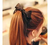 Yheakne Chouchous en soie pour femmes et filles - Élastiques en ruban de velours (noir)