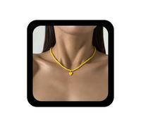 Yheakne Collier Blancs Perles de Rocaille Vintage Pendentif Coeur Émail Chaîne Femmes