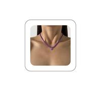 Yheakne Collier Ras Du Cou En Perles De Rocaille Violettes Collier Pendentif Coeur En Émail Collier En Perles De Riz Minuscules Chaîne En Perles Violettes Collier En Chaîne Bijoux Pour Femmes