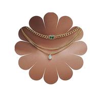 Yheakne Collier Vintage Pierre De Lune Émeraude Collier Ras Du Cou Émeraude Verte Collier Pendentif Pierre De Lune Or Collier Carré Émeraude Chaîne Collier Gourmette Bijoux Pour Femmes Et Filles