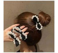 Yheakne Noeud Papillon Vintage Chouchou Noeud Papillon Porte-queue De Cheval Corde À Cheveux Noeud Satin Noir Corde À Cheveux Noeud Papillon Perle Corde À Cheveux Noir Chouchou Queue Cheval Coiffure