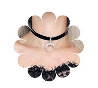 Yheakne Rose Lune Collier Ras Du Cou En Cuir Noir Cordon En Cuir Collier Argent Pendentif Lune Collier Gothique Velours Collier Chaîne Bijoux pour Femmes et Filles