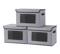 YheenLf Lot de 3 Boite Rangement Tissu Vetement, Gris, 45x30x30cm