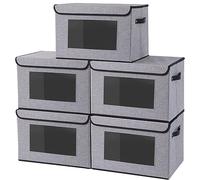 YheenLf Lot de 5 Boite Rangement Tissu Vetement, Gris, 45x30x30cm