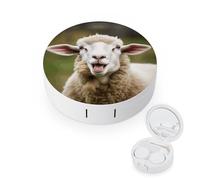 YHEGBFD Étui à lunettes, étui à lentilles de contact avec miroir et langue de mouton coquin, animal mignon, Mouton amusant et coquin, Taille unique, Classique