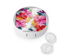 YHEGBFD Étui à lunettes, étui à lentilles de contact avec miroir imprimé floral hawaïen, étui portable pour lentilles de contact, Imprimé floral hawaïen, Taille unique, Classique