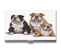 YHEGBFD Étui fin en métal pour cartes de visite avec imprimé bouledogues anglais, pour homme et femme, argenté, Taille unique, Moderne