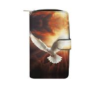 YHEGBFD Portefeuille en cuir avec motif colombe et soleil - Portefeuille élégant à fermeture éclair pour homme et femme - Portefeuille de poche en cuir véritable - 19,7 x 11 x 3,5 cm - Motif soleil