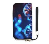 YHEGBFD Portefeuille en cuir DNA Genetic Helix pour femme, portefeuille de voyage, sac à main long, sac à main en cuir, fermeture éclair autour du portefeuille, style, 20 x 10,5 cm, moderne, Style :,