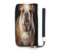 YHEGBFD Portefeuille en cuir, imprimé bouledogue anglais, portefeuille de voyage, sac à main long, sac à main en cuir, fermeture éclair autour du portefeuille, style, 20 x 10,5 cm, moderne, Style :,