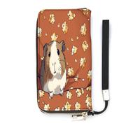 YHEGBFD Portefeuille en cuir, imprimé cochon d'Inde et pop-corn pour femme, portefeuille de voyage, portefeuille de voyage, sac à main long, sac à main en cuir, fermeture éclair autour du