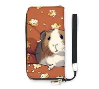 YHEGBFD Portefeuille en cuir, imprimé cochon d'Inde et pop-corn pour femme, portefeuille de voyage, portefeuille de voyage, sac à main long, sac à main en cuir, fermeture éclair autour du