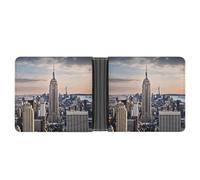 YHEGBFD Portefeuille fin pour homme, portefeuille pour homme, imprimé Empire State Building, portefeuille pour cartes, portefeuille à deux volets, poche avant pour hommes, style, taille unique,