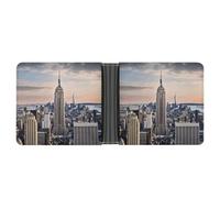 YHEGBFD Portefeuille fin pour homme, portefeuille pour homme, imprimé Empire State Building, portefeuille pour cartes, portefeuille à deux volets, portefeuille à poche avant pour homme, style, taille