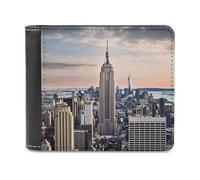 YHEGBFD Portefeuille fin pour homme, portefeuille pour homme, imprimé Empire State Building, portefeuille pour cartes, portefeuille à deux volets, portefeuille à poche avant pour homme, style, taille