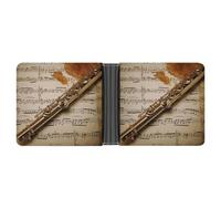 YHEGBFD Portefeuille fin pour hommes, portefeuille pour hommes, imprimé musique flûte, portefeuille pour cartes, portefeuille à deux volets, portefeuille à poche avant pour hommes, style, taille