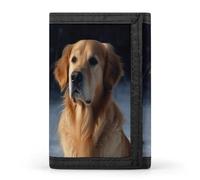 YHEGBFD Portefeuille Golden Retriever à trois volets, portefeuille avec porte-clés, portefeuille à trois volets bloquant, élégant et fin pour homme et femme, Golden Retriever, taille unique, moderne,