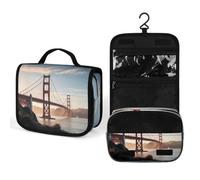 YHEGBFD Trousse de toilette, Golden Gate Bridge avec impression complète, trousse de toilette suspendue, trousse de toilette, trousse de maquillage multifonction pour femmes et hommes, Golden Gate