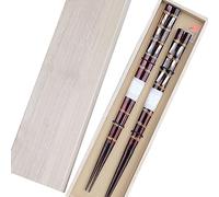 YHEIANJ Baguettes pour débutants, Baguettes en métal, Faites à la Main, incrustées de Feuilles d'or, Baguettes antidérapantes, Coffret Cadeau，A 23cm