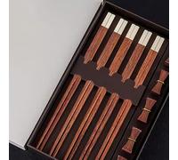 YHEIANJ Baguettes pour débutants en métal, Baguettes dorées et argentées, 5 Paires de Baguettes antidérapantes pour la Maison, Coffret Cadeau,3 25cm