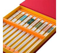 YHEIANJ Baguettes réutilisables en métal, Baguettes en céramique antidérapantes, Coffret Cadeau en Porcelaine，C 10 Pairs