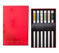 YHEIANJ Baguettes réutilisables en métal, Baguettes en céramique antidérapantes, Coffret Cadeau en Porcelaine，A 6 Pairs
