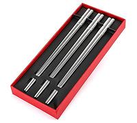 YHEIANJ Coffret Cadeau de Baguettes japonaises en Acier Inoxydable avec étui, 3 Paires de Baguettes à Sushi réutilisables, Luxe