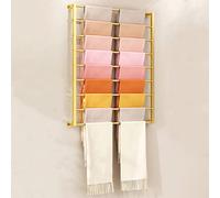 YHEIANJ Étagère Murale en métal pour Foulards, présentoir pour vêtements, Foulards, Pantalons, Cravates, Porte-Serviettes, Gain de Place,Gold L100×H120CM
