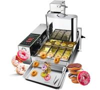 YHEIANJ Machine à Beignets Commerciale 2000 W, Mini-Machine à Beignets à 4 rangées avec Panneau de Commande Intelligent, friteuse à Beignets numérique, retournement Automatique,