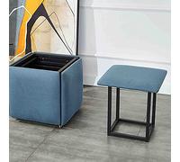 YHEIANJ Repose-Pieds Convertible - Sièges gigognes 5 en 1 Technologie de Banc Repose-Pieds rembourré en Tissu Siège de Table d'appoint Chaise de Coiffeuse Repose-Pieds ,Peacock Blue 40 * 40 * 40cm