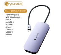 YHEMI 11 en 1 Type-c Docking Station USB-C to HDMI/VGA Splitter 4K Adapter with 3.5mm Audio Port Thunderbolt 4 Connector Docking Station for ipadpro Apple macbook Lenovo Xiaomi Huawei