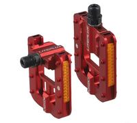 Yhenlovtt 1 paire de pédales de vélo pliantes en alliage d'aluminium léger avec pliage rapide, design compact antidérapant double face (rouge)