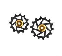 Yhenlovtt 12t14t Poulie de dérailleur arrière à roulement en céramique pour roue jockey pour axe compatible avec chaînes à 9, 10 ou 11 vitesses Noir/rouge/bleu/or/vert (doré)