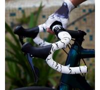 Yhenlovtt Bande antidérapante en silicone PU pour guidon de vélo EVA absorbant les chocs et résistant à l'usure pour poignée de guidon de vélo avec élastique confortable Elite (blanc noir)